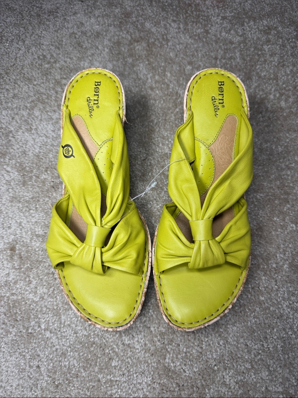 Born drillers Lime Green Knotted Slide Sandals